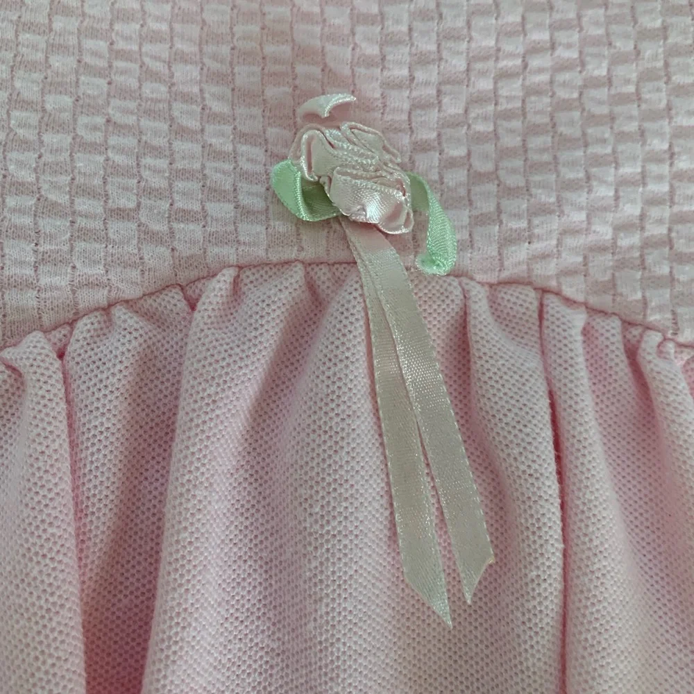 Vintage 90s Pants Set Girls 6-9M Pink 2 PC Skirted Bodysuit Outfit Textured Rose